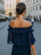 Off-Shoulder Ruffled Chiffon Top