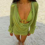 Draped Mesh Four-Piece Set