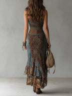 LORRAINE™ - ELEGANT BOHO PRINT MIDI DRESS