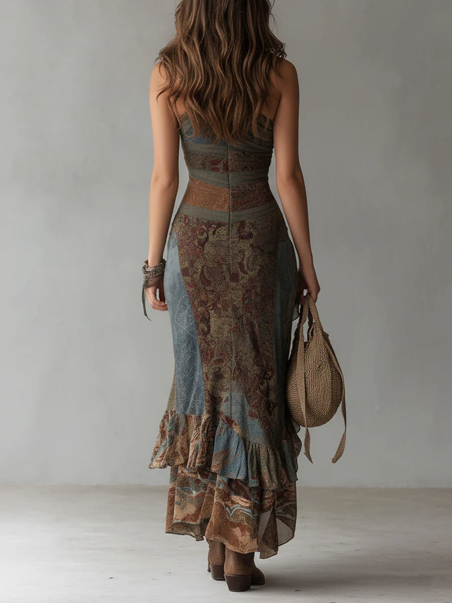 LORRAINE™ - ELEGANT BOHO PRINT MIDI DRESS