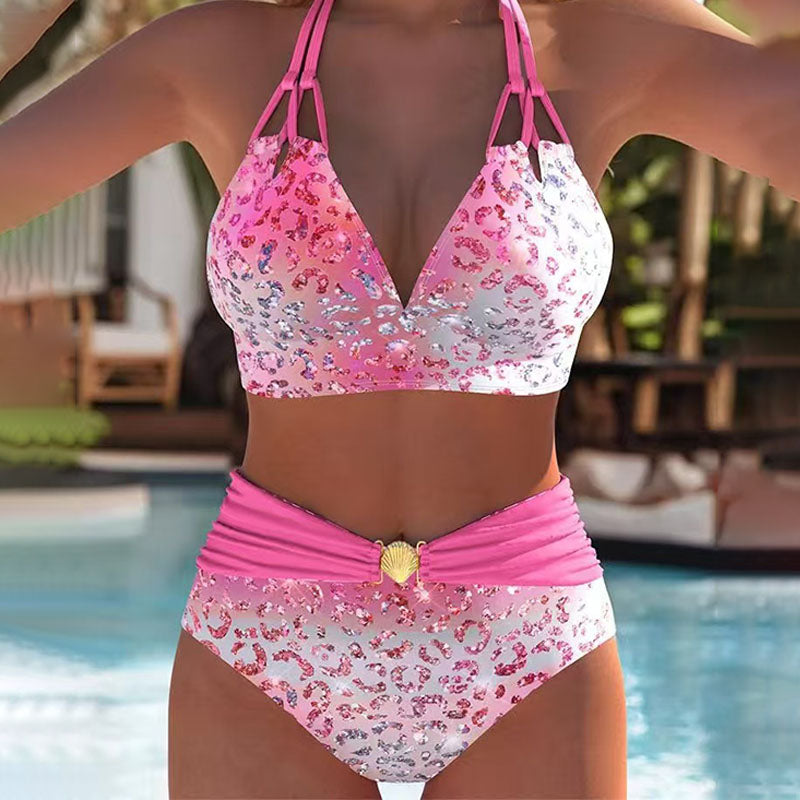Shimmer Gradient Print Bikini Set
