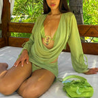 Draped Mesh Four-Piece Set