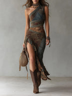 LORRAINE™ - ELEGANT BOHO PRINT MIDI DRESS