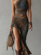 LORRAINE™ - ELEGANT BOHO PRINT MIDI DRESS