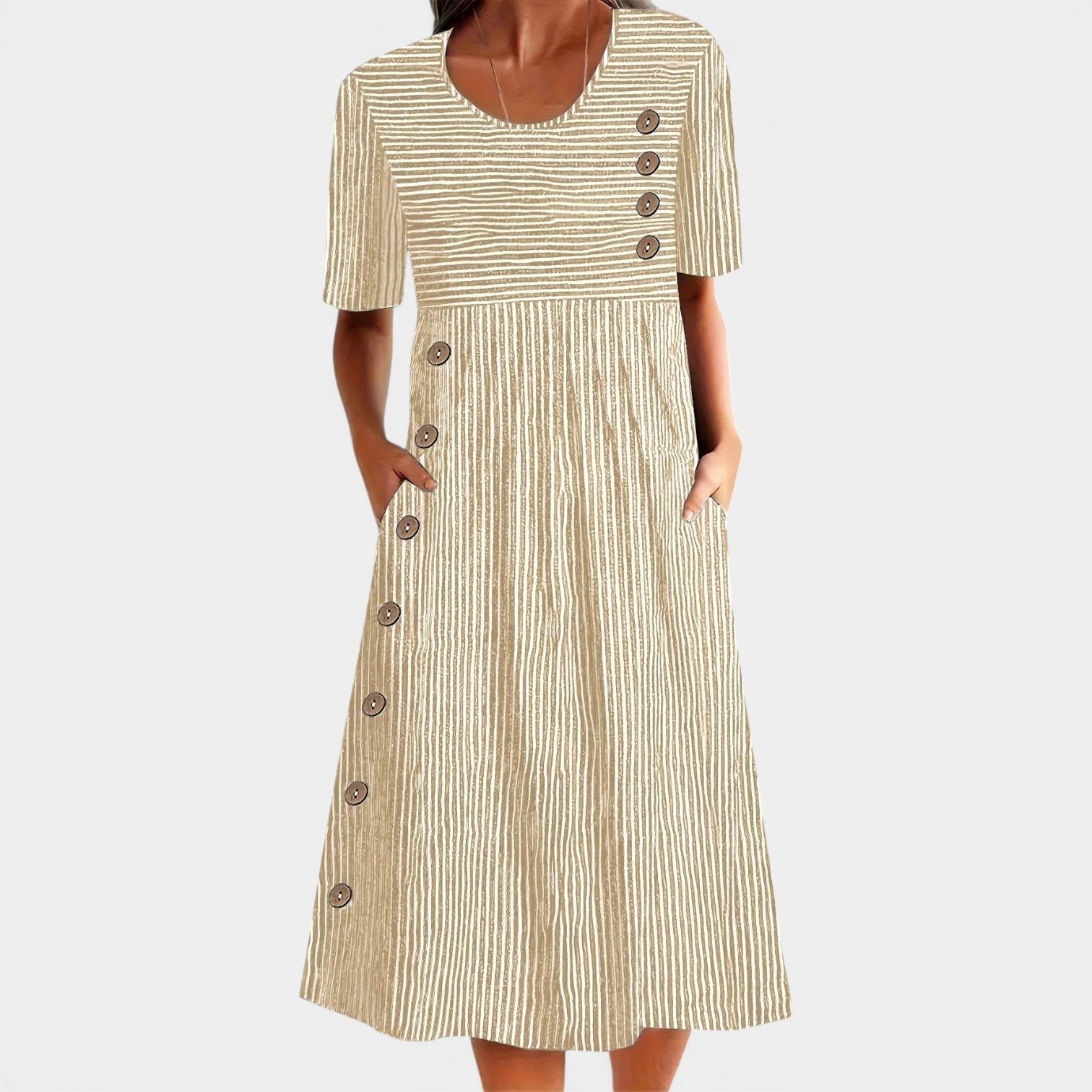 BRIENNE™ - ELEGANT STRIPED MIDI DRESS