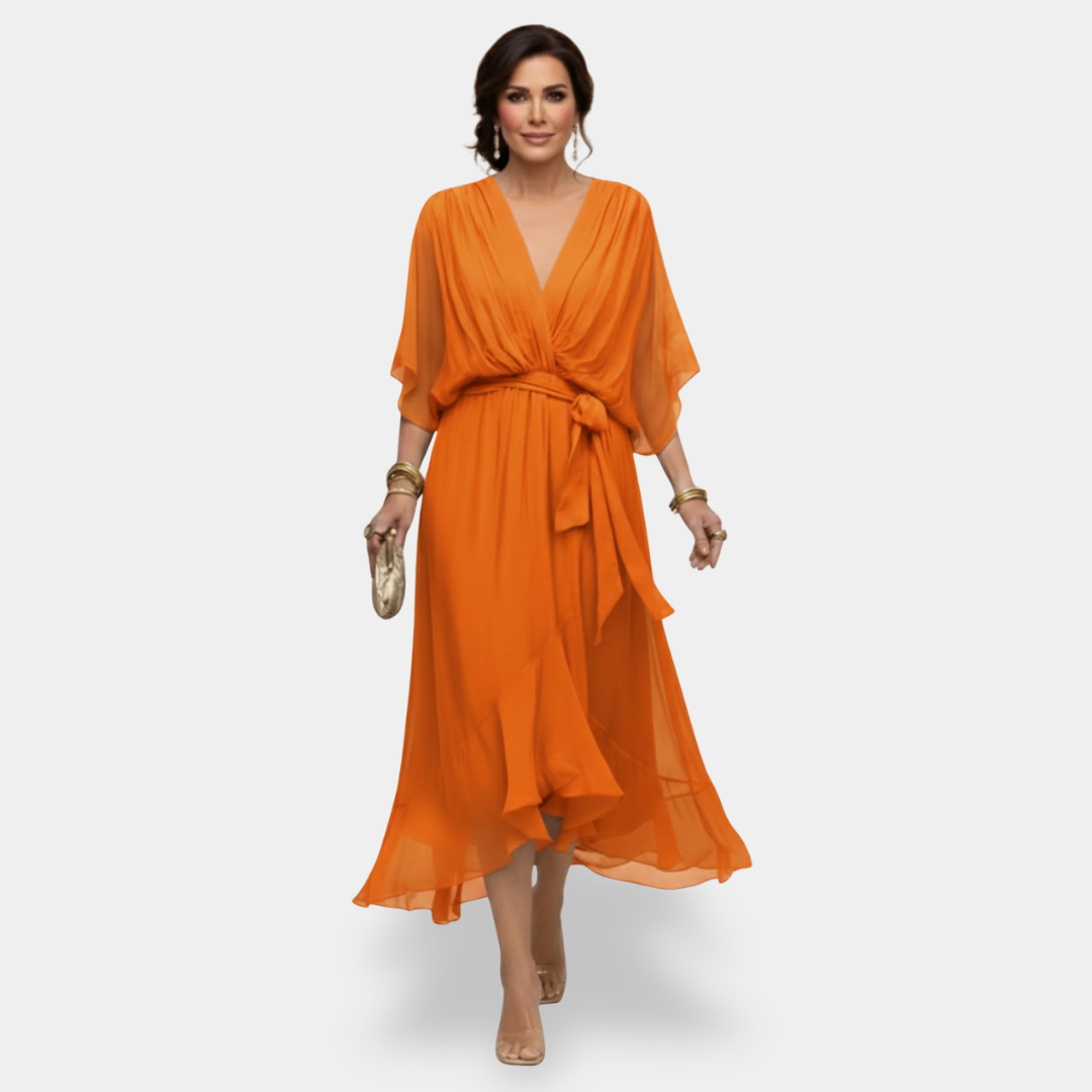 MARTA™ - CHIFFON V-NECK MAXI DRESS