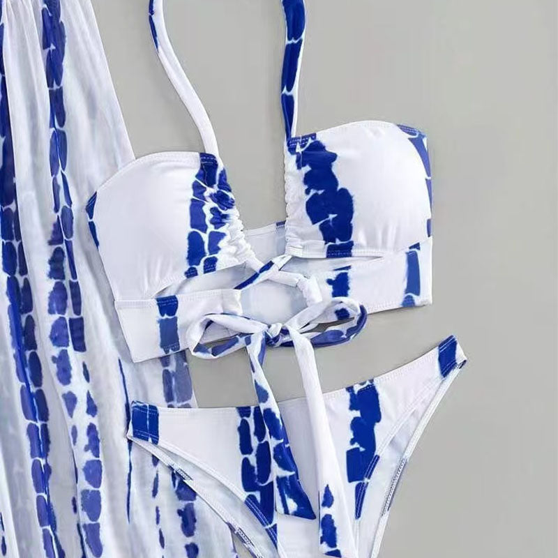 Printed 3-Piece Cutout Swimsuit Set