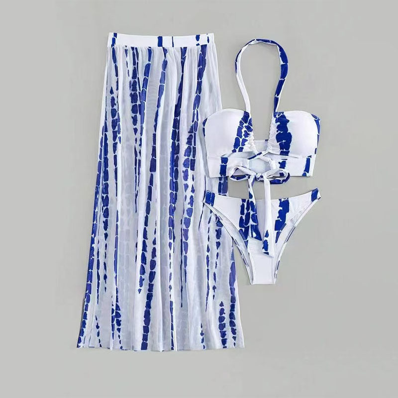 Printed 3-Piece Cutout Swimsuit Set