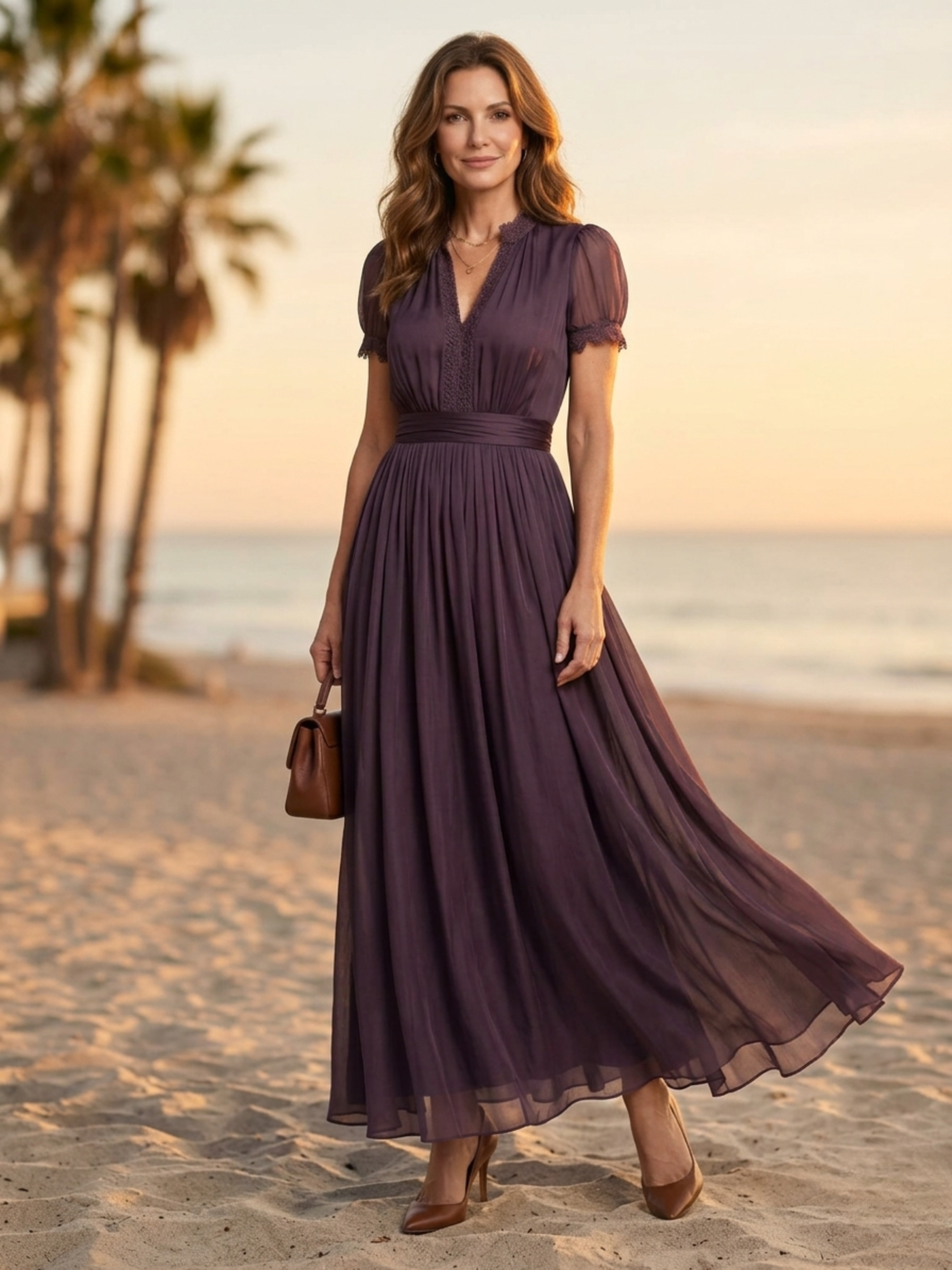 ELIA™ - GATHERED WAIST KEYHOLE MAXI DRESS