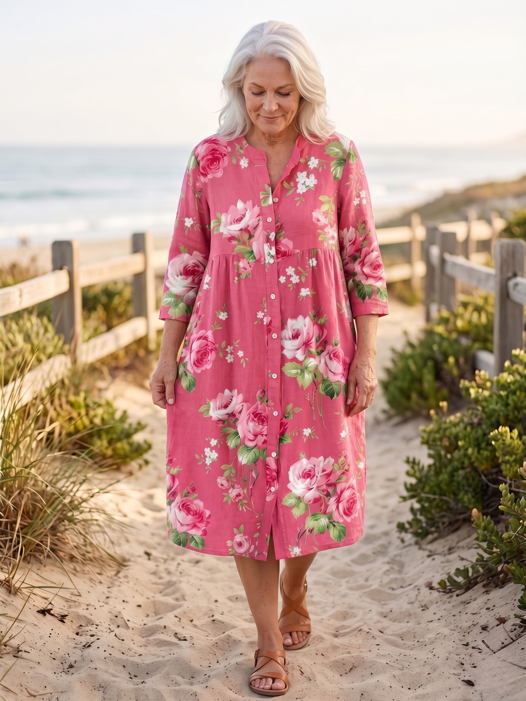 MADDIE™  - PRINT FLORAL MIDI DRESS
