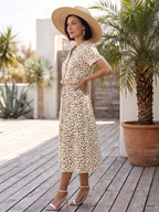 Belladonna | Printed Button Front Belted Midi Dress