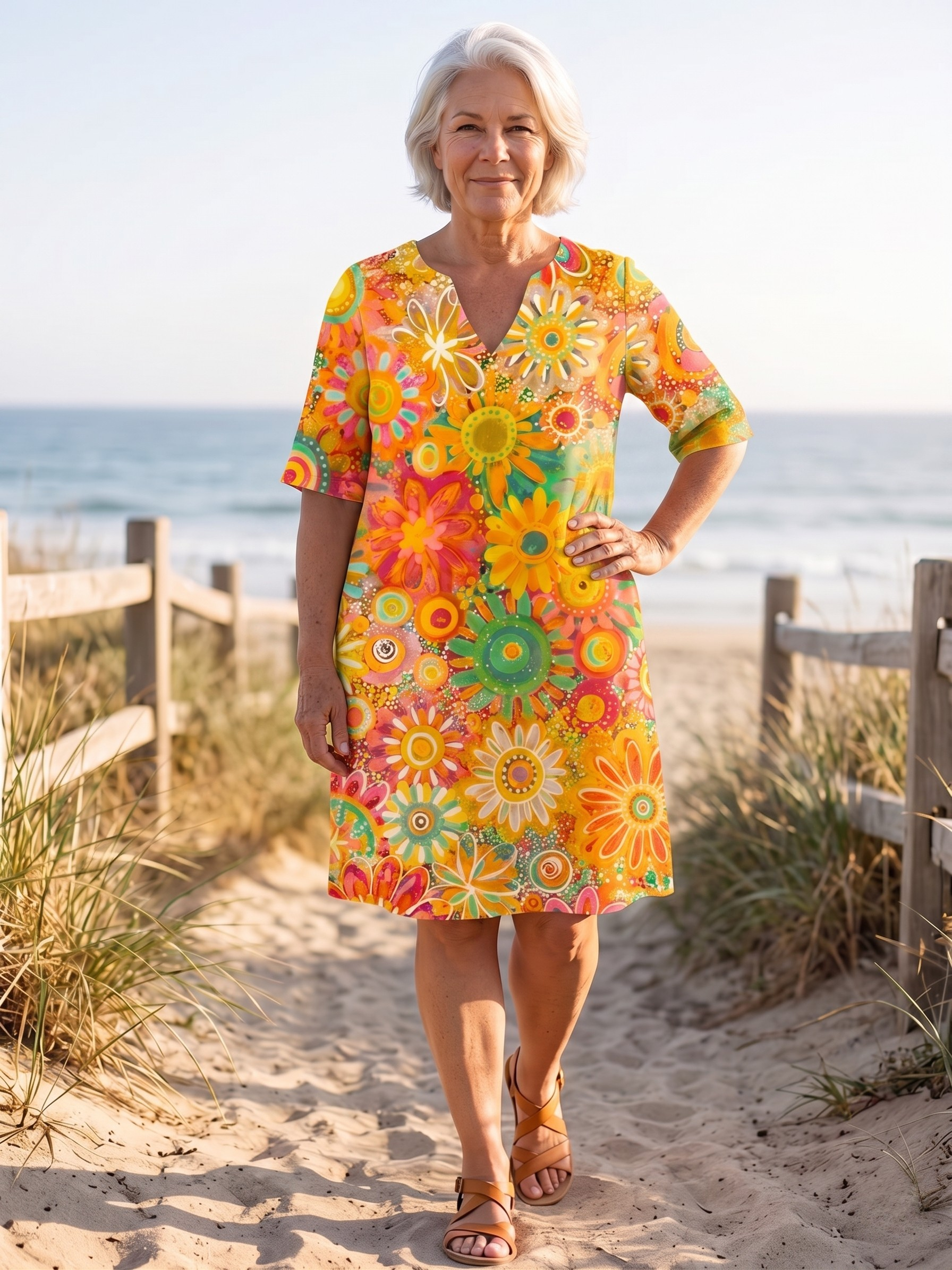 NIRA™ - VIBRANT FLORAL MIDI DRESS