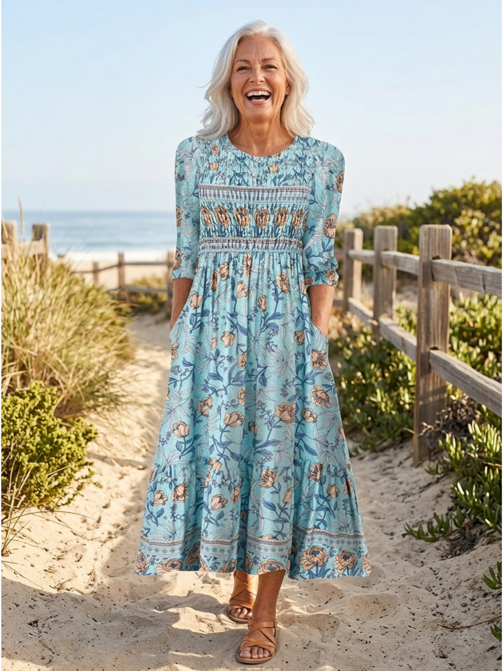 APHRA™  - ELEGANT PETAL MUSE MIDI DRESS