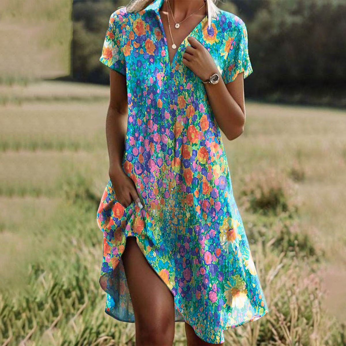 TANSY™ - COMFORTABLE SUMMER MIDI BLOUSE DRESS