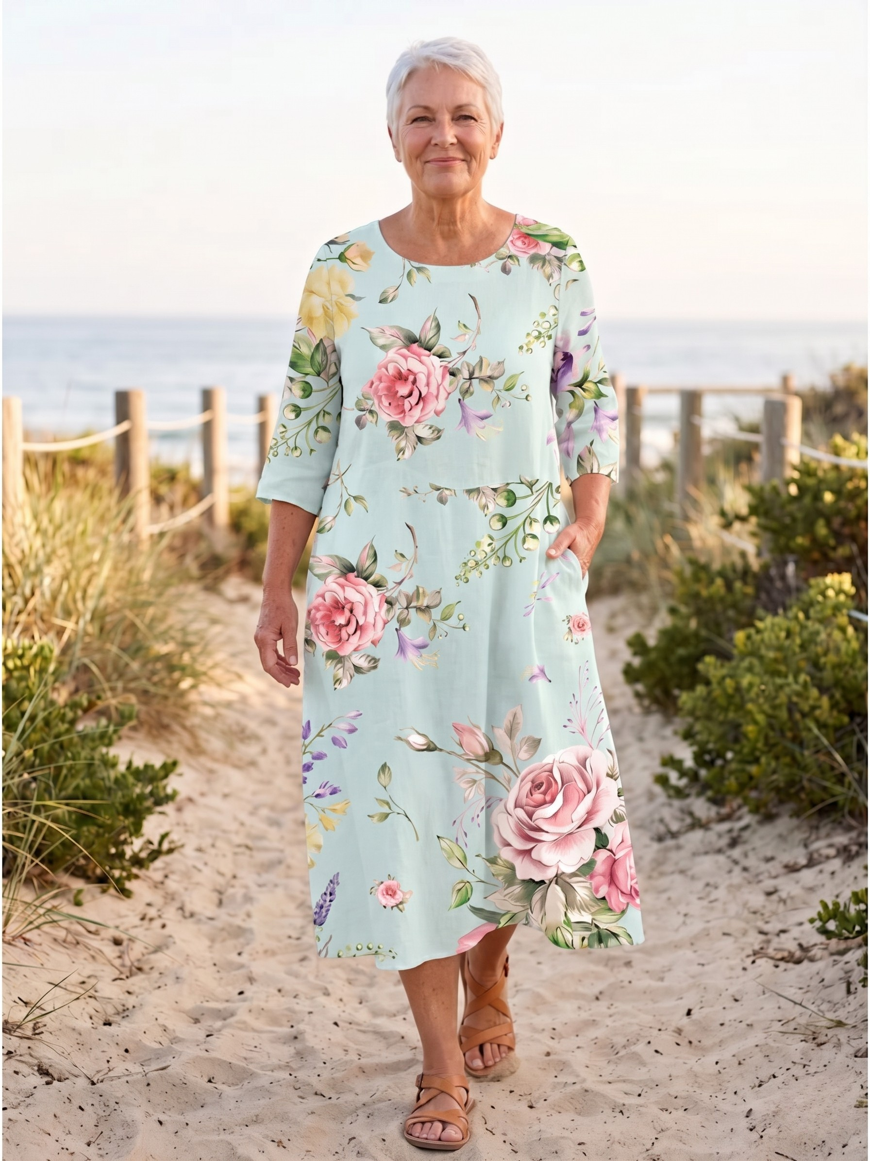 KEELY™  - ELEGANT SUNSET FLOWER DRESS