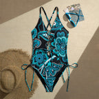 Lace-Up Crisscross Halter One-Piece Swimsuit
