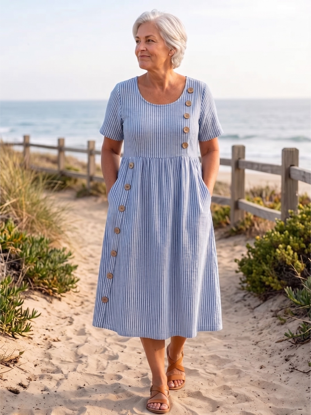 SOFIA™  - STRIPED SUMMER MIDI DRESS
