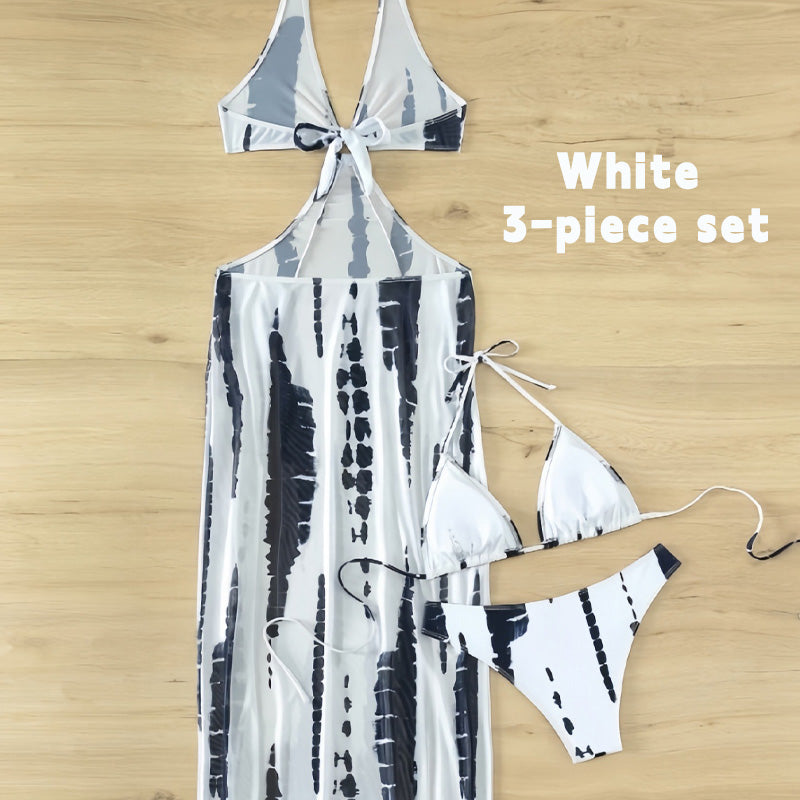 Halter-Neck Cutout Tie-Dye Swimsuit & Beach Dress