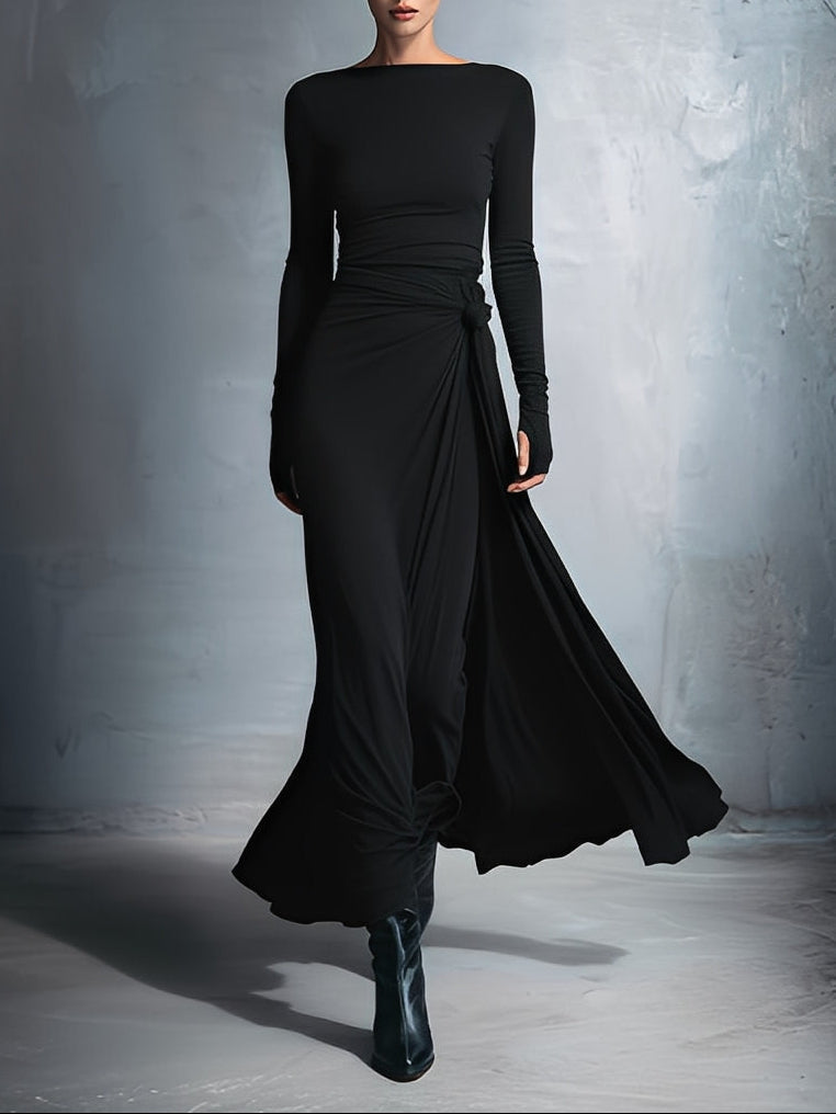 MILDRED™ · ELEGANT SIDE-KNOT MAXI DRESS