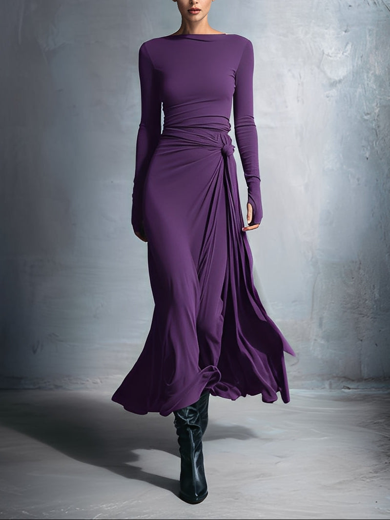 MILDRED™ · ELEGANT SIDE-KNOT MAXI DRESS