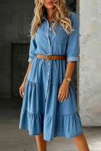 BARBARA™ - ELEGANT CASUAL DENIM MIDI DRESS