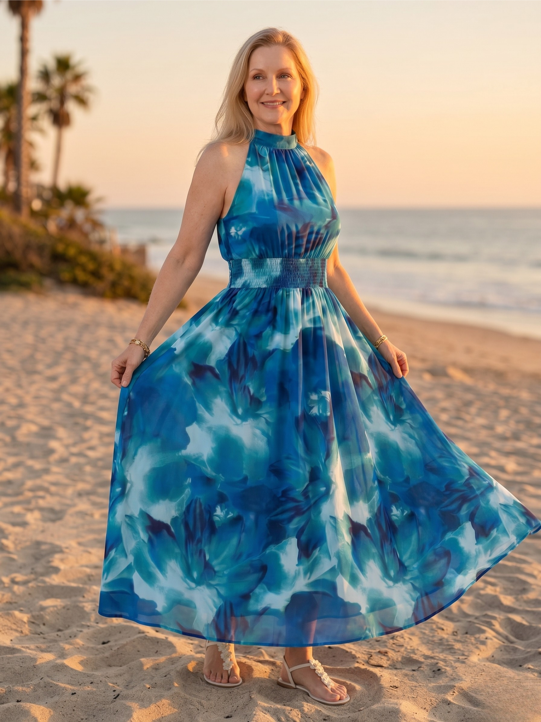 SYLIN™ - GATHERED HALTER MIDI DRESS