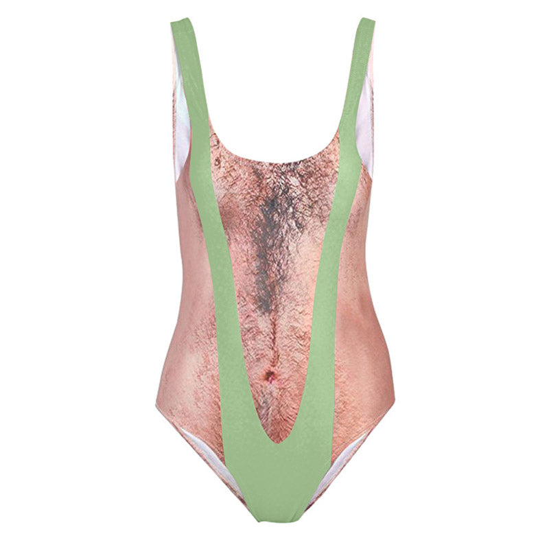 Fun and realistic printed onesie swimsuit