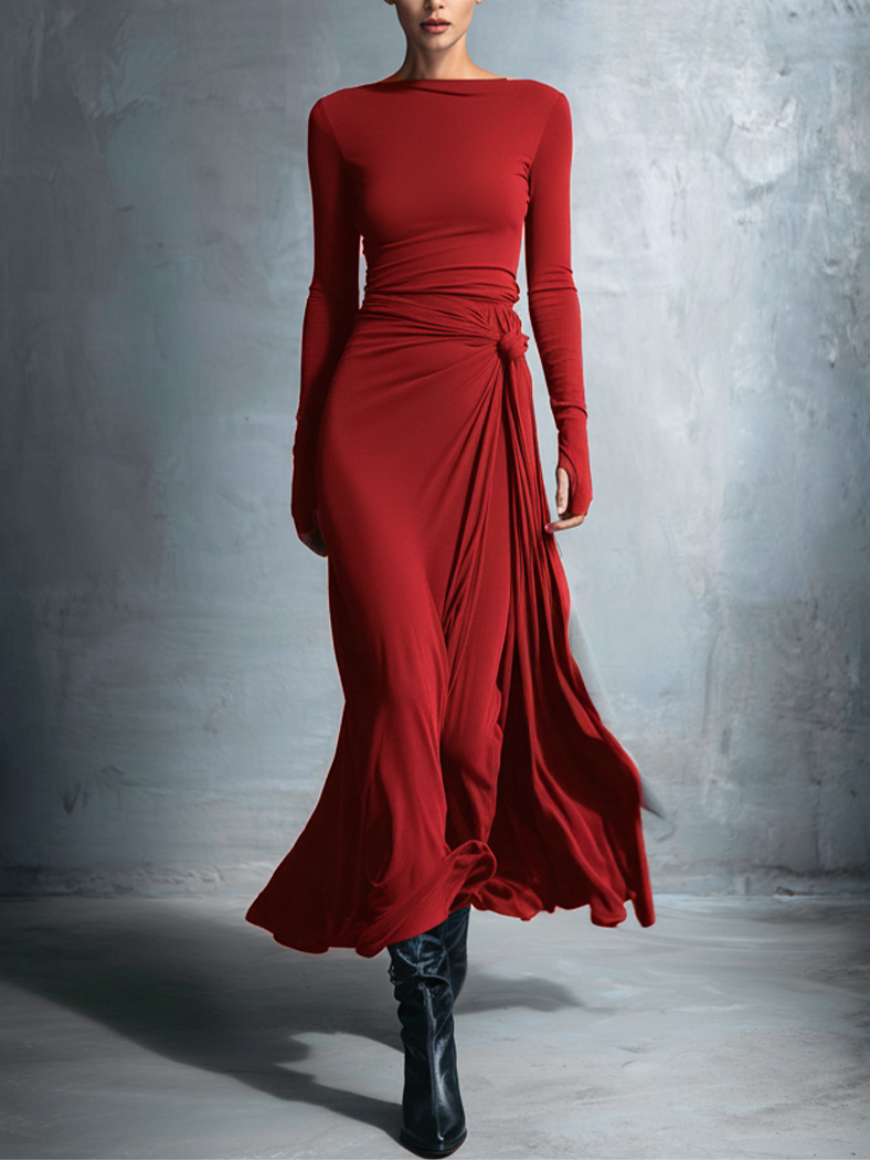 MILDRED™ · ELEGANT SIDE-KNOT MAXI DRESS
