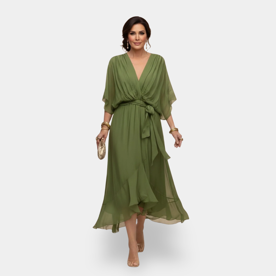 MARTA™ - CHIFFON V-NECK MAXI DRESS