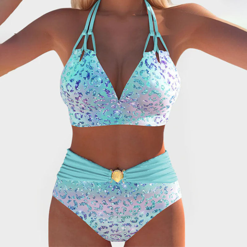 Shimmer Gradient Print Bikini Set