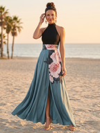 OLYMPAS™ - HALTER BODICE FLORAL SKIRT MAXI DRESS