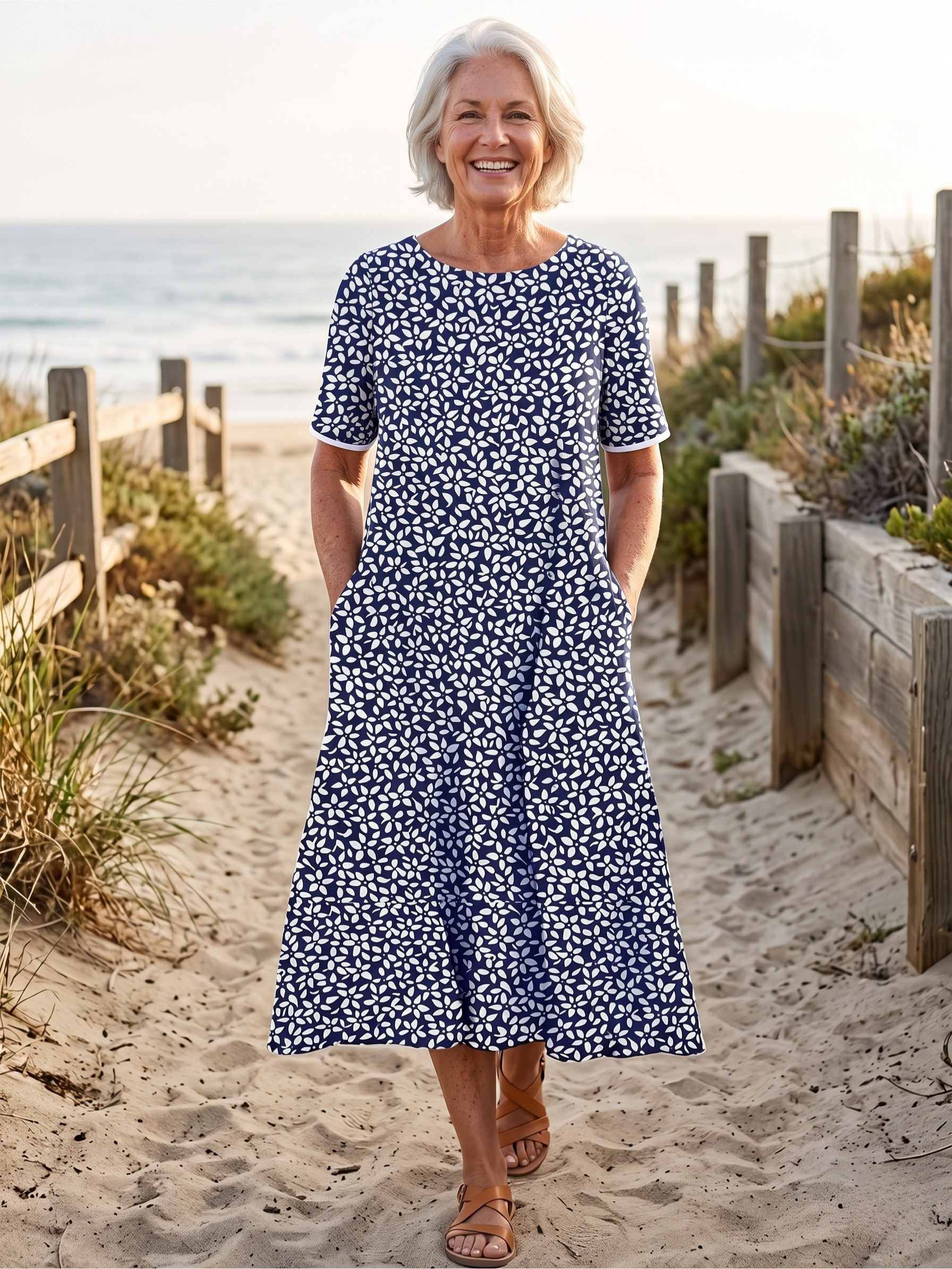 ANNIE™  - COASTAL BLOOM MIDI DRESS