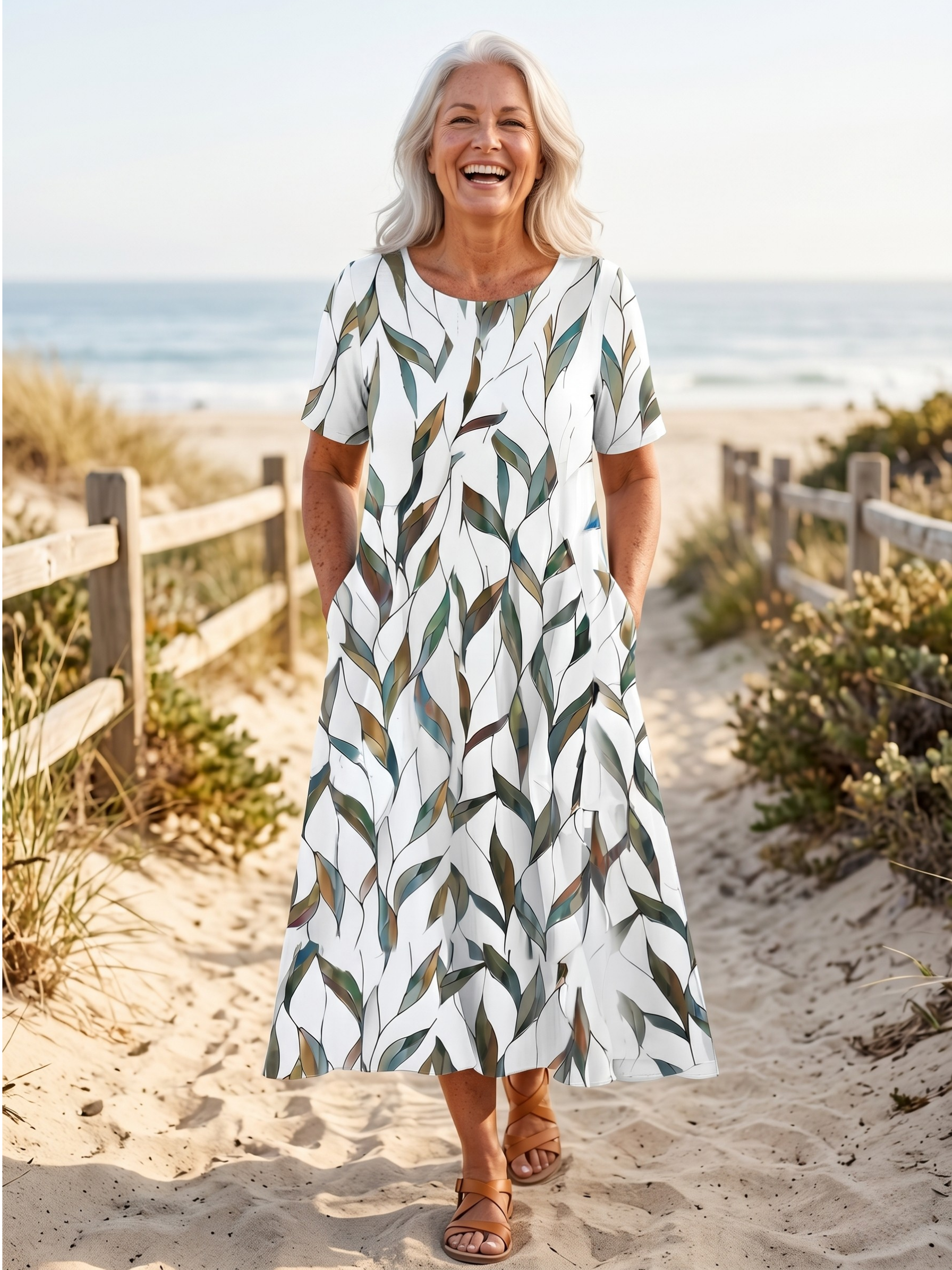 ANNIE™  - COASTAL BLOOM MIDI DRESS