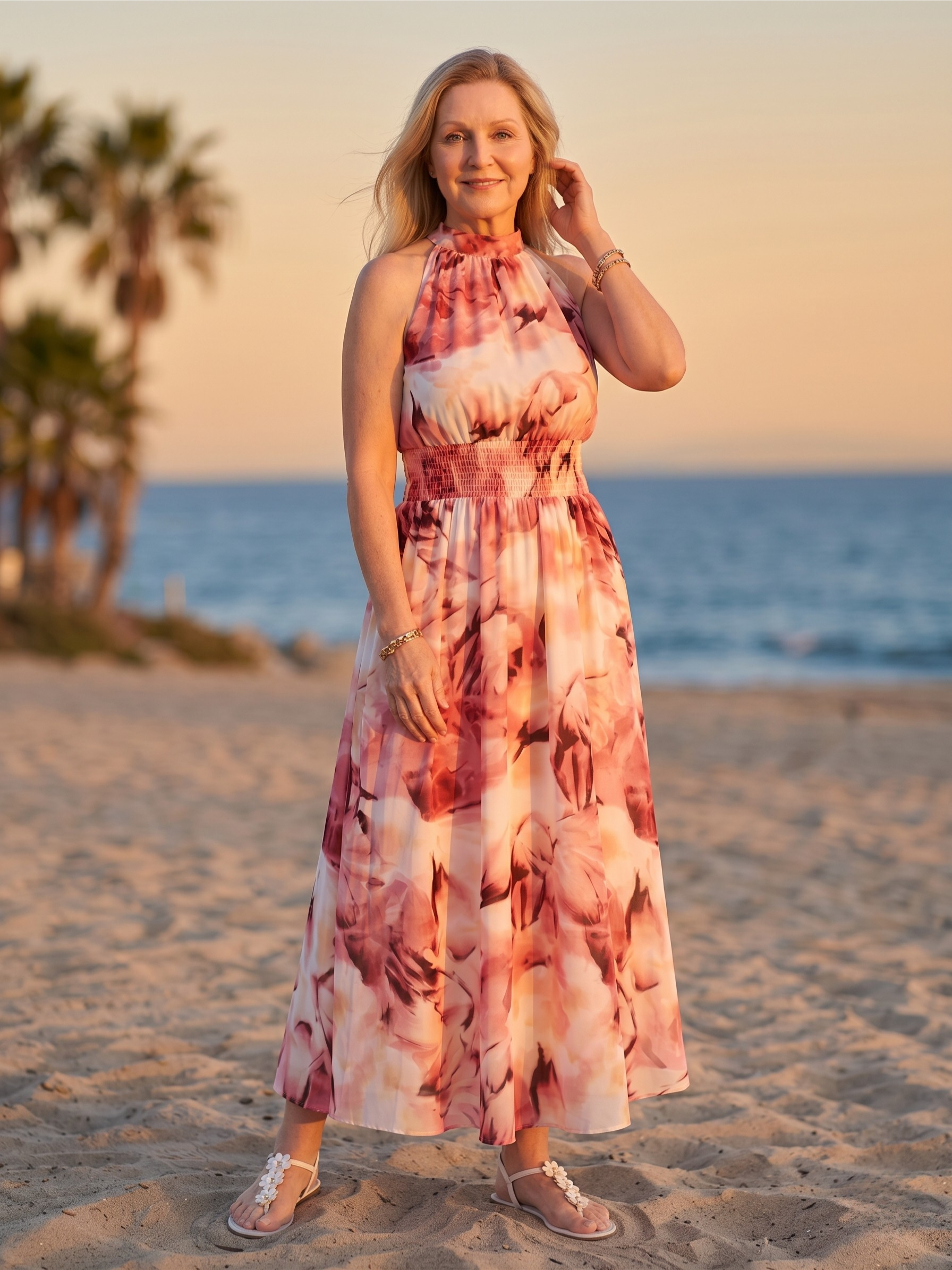 SYLIN™ - GATHERED HALTER MIDI DRESS