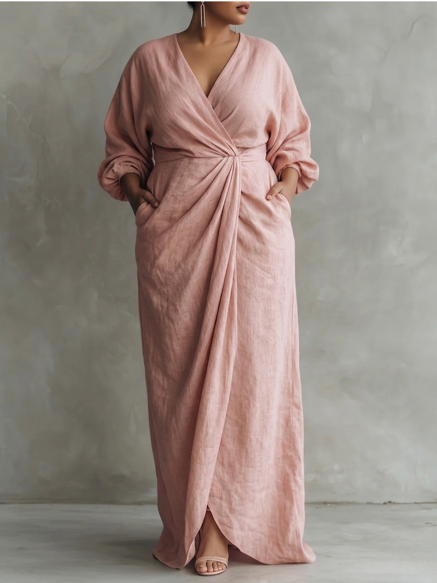BETTY™ - ELEGANT LINEN V-NECK MAXI DRESS