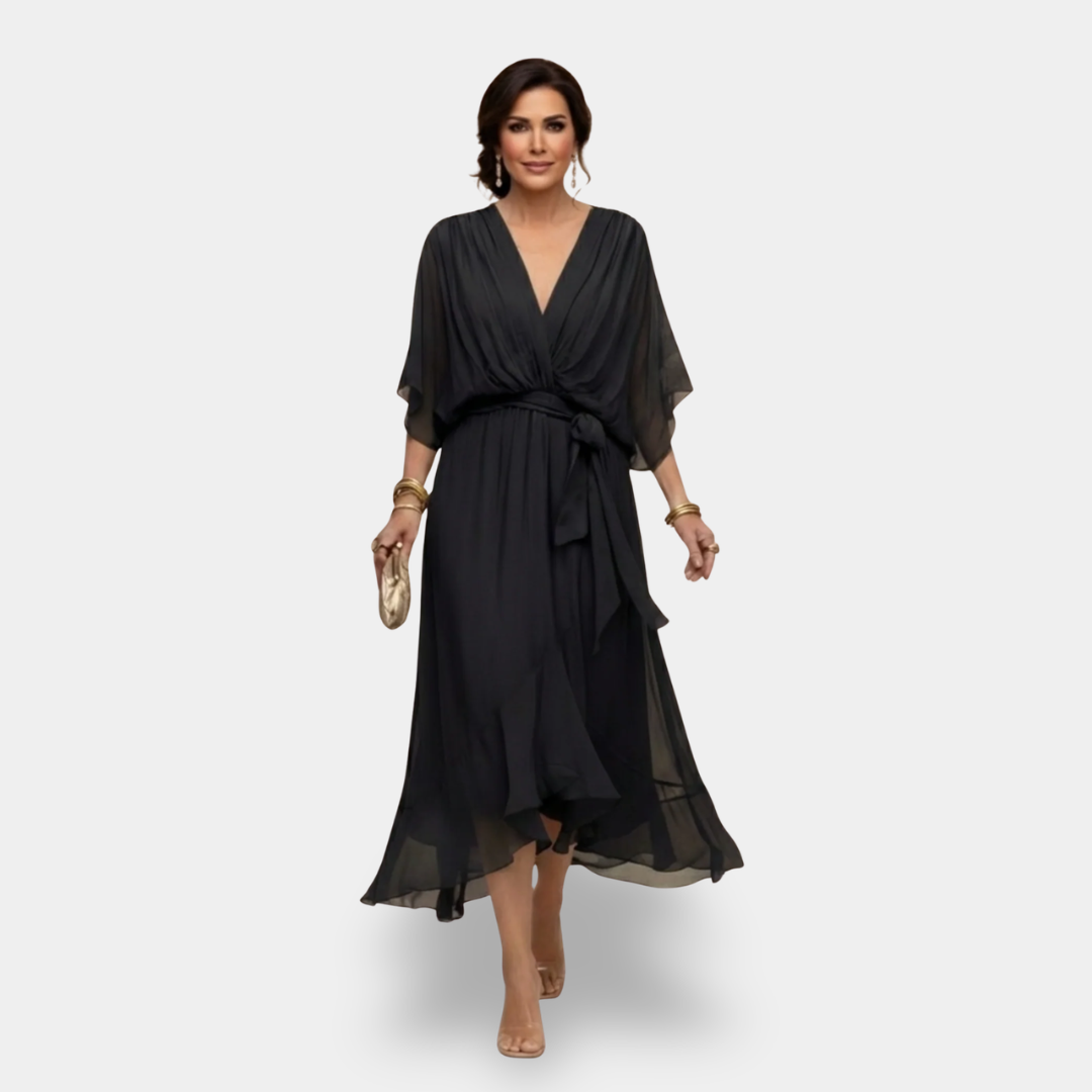 MARTA™ - CHIFFON V-NECK MAXI DRESS