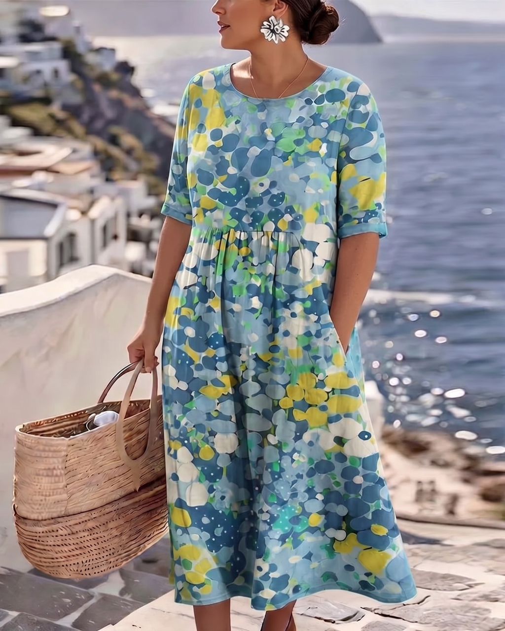 ELENA™ - ELEGANT FLORAL SUMMER MIDI DRESS