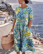 ELENA™ - ELEGANT FLORAL SUMMER MIDI DRESS