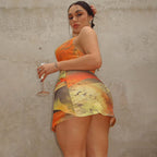 Sunset Drape Halter Ruched Mini Dress