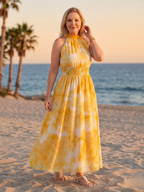 SYLIN™ - GATHERED HALTER MIDI DRESS