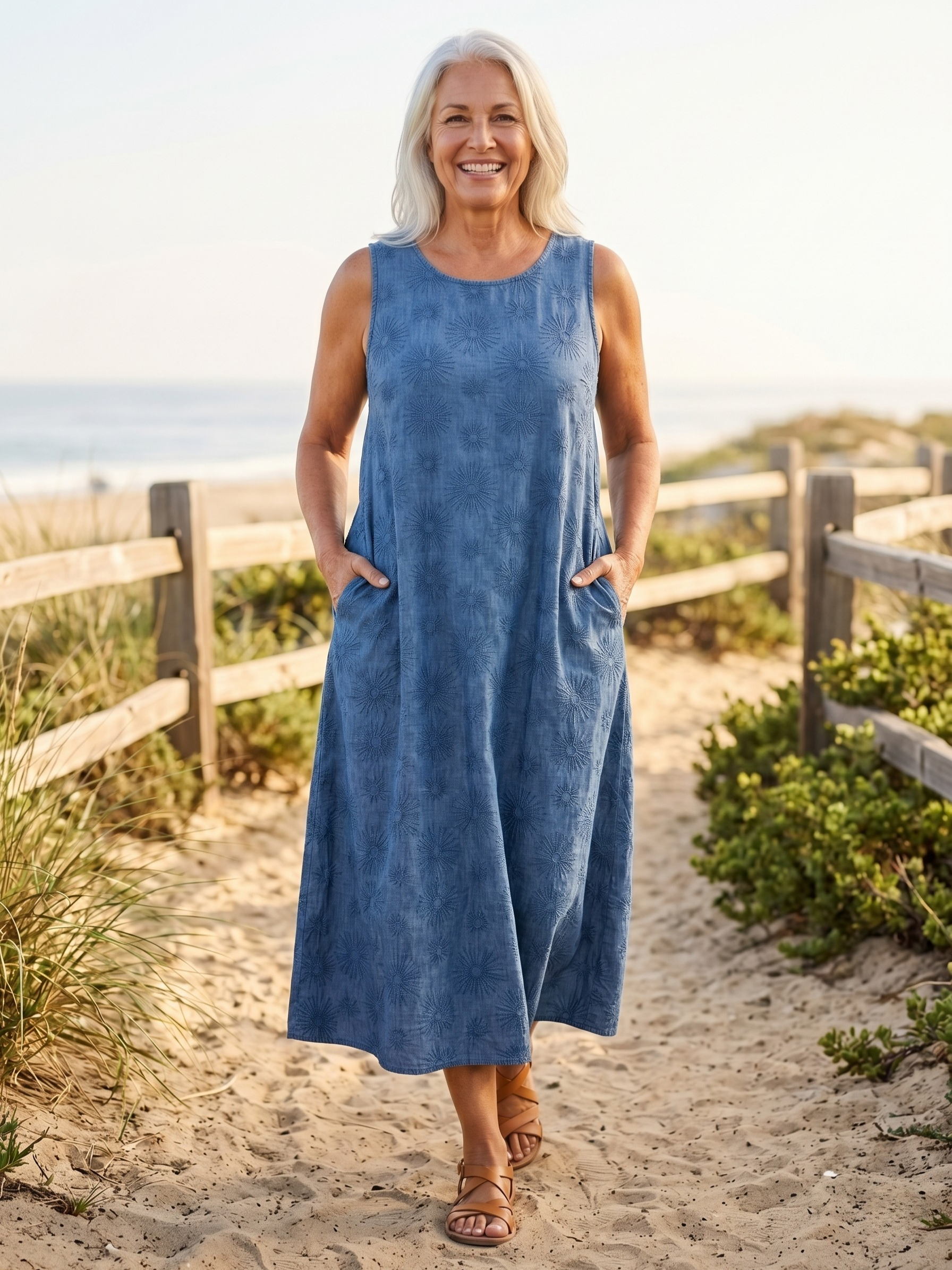 AIKATERNINI™  - ELEGANT SLEEVELESS MIDI DRESS WITH POCKETS