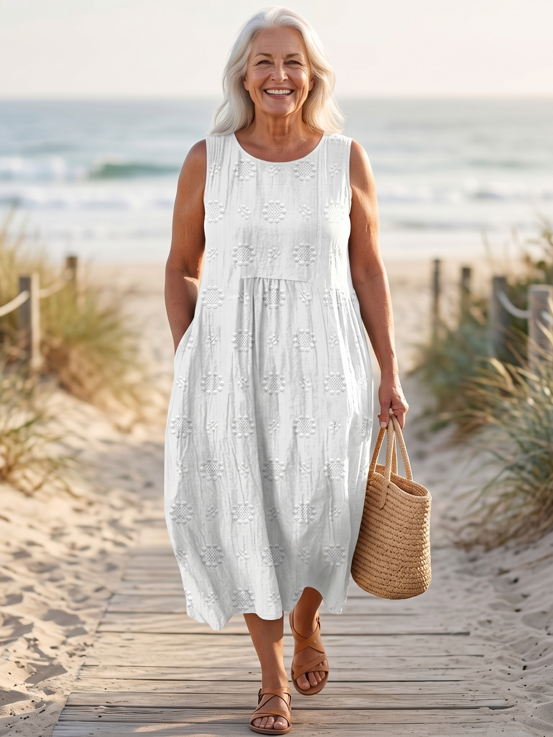 AIKATERNINI™  - ELEGANT SLEEVELESS MIDI DRESS WITH POCKETS