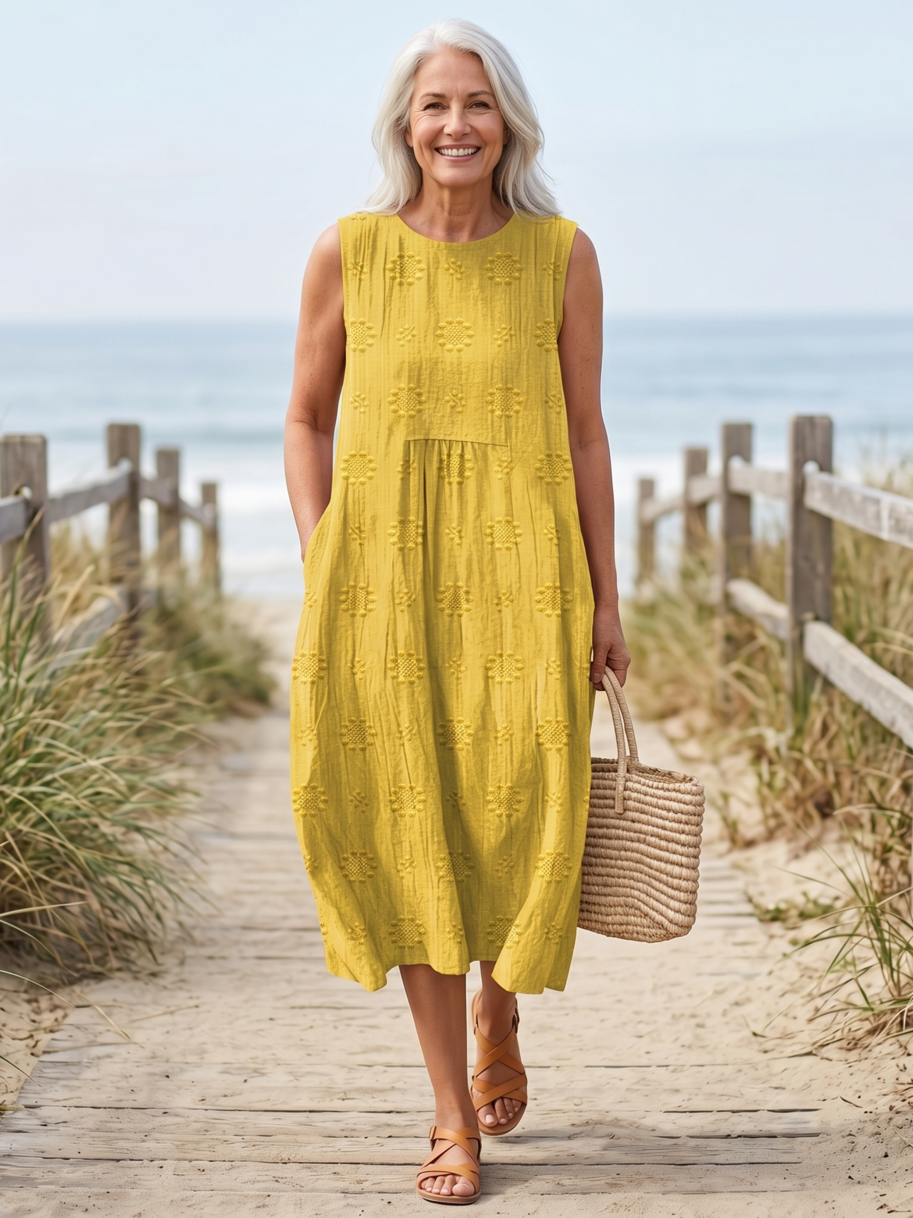 AIKATERNINI™  - ELEGANT SLEEVELESS MIDI DRESS WITH POCKETS