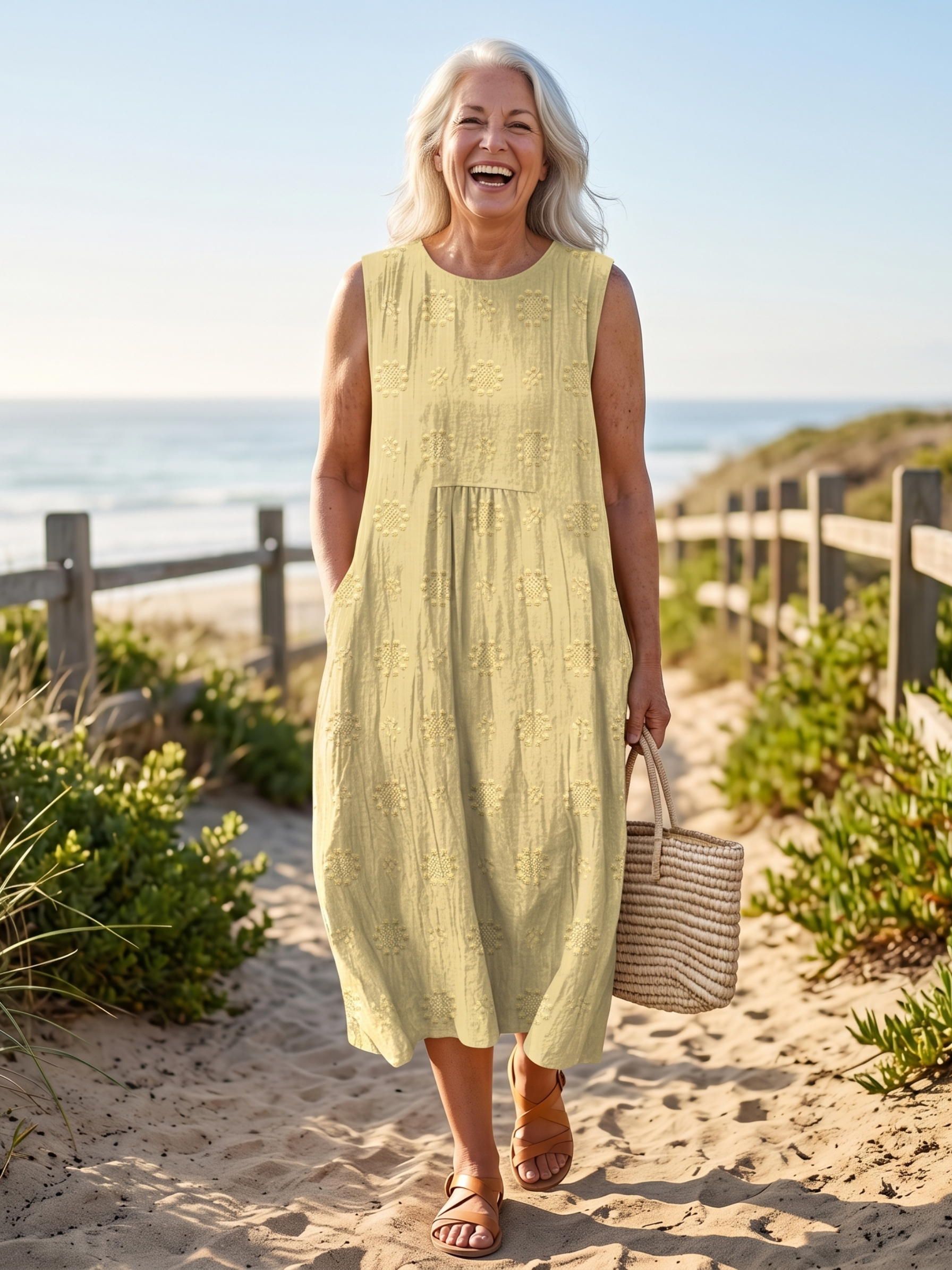 AIKATERNINI™  - ELEGANT SLEEVELESS MIDI DRESS WITH POCKETS