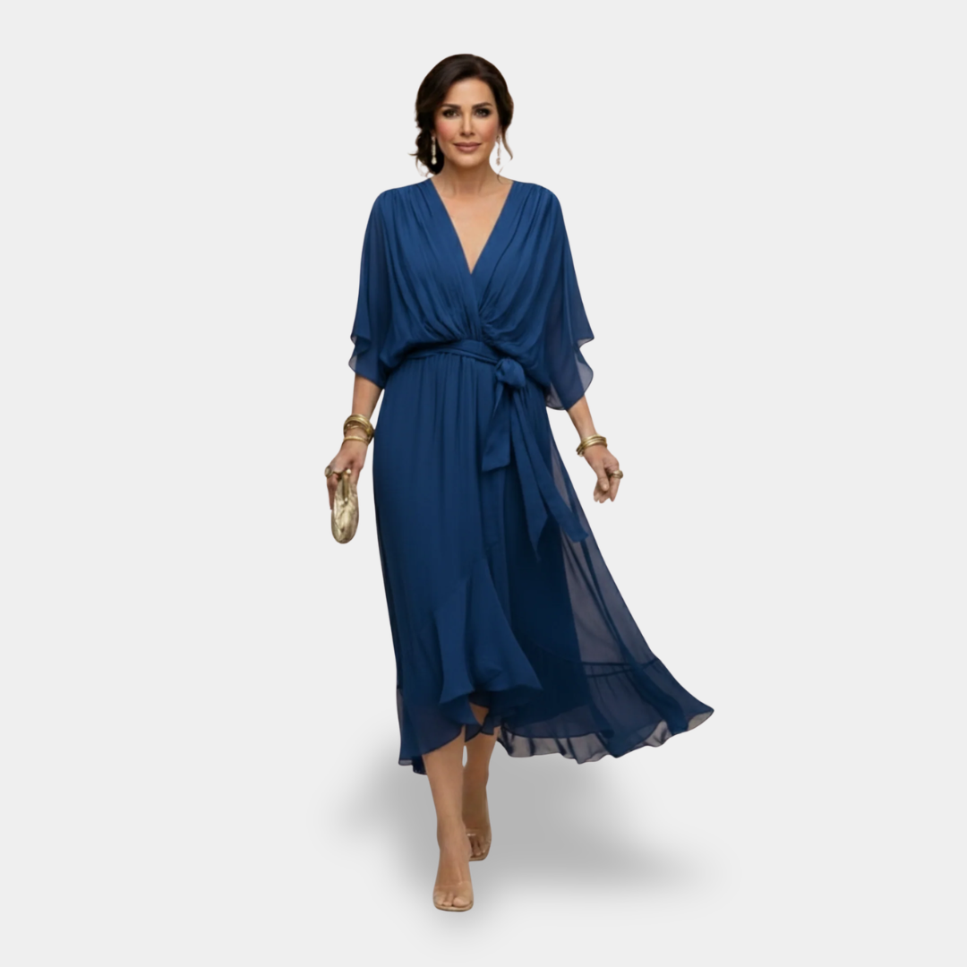 MARTA™ - CHIFFON V-NECK MAXI DRESS
