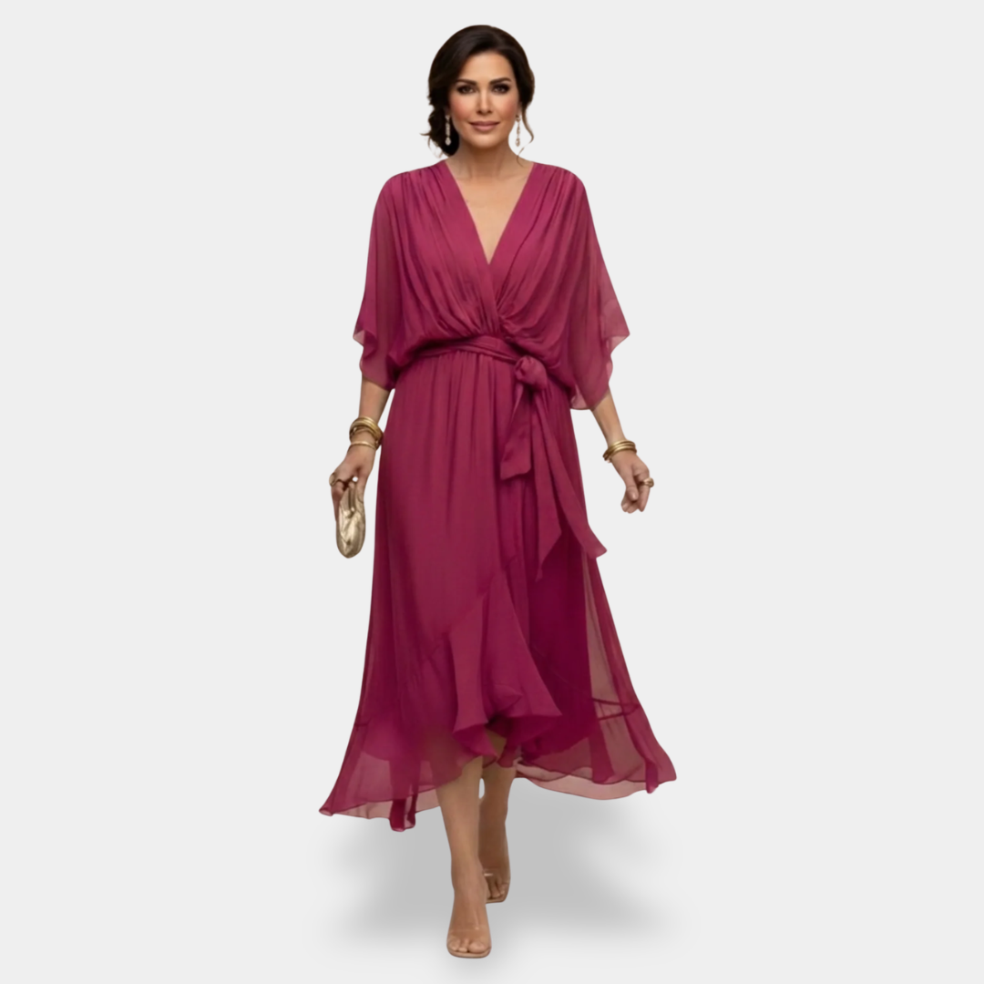 MARTA™ - CHIFFON V-NECK MAXI DRESS