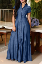ELIZA™ - ELEGANT DENIM MAXI DRESS
