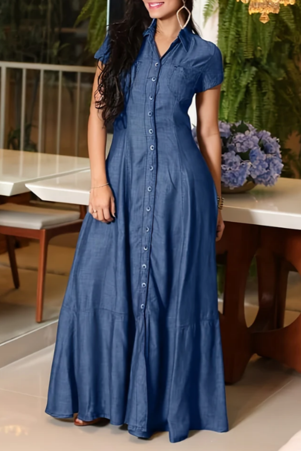 ELIZA™ - ELEGANT DENIM MAXI DRESS