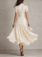 NORMA™ - RETRO STRIPED SATIN MIDI DRESS