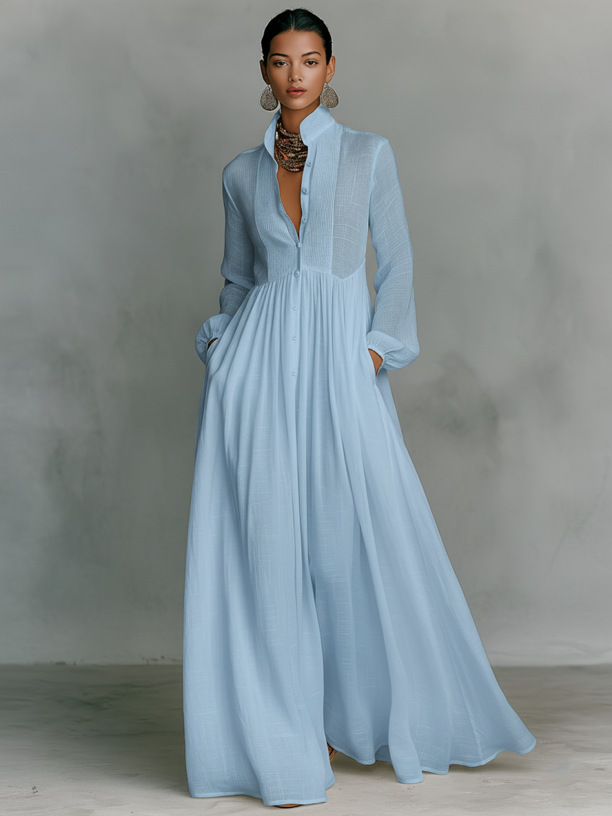 GLORIA™ - LINEN PATCHWORK MAXI DRESS